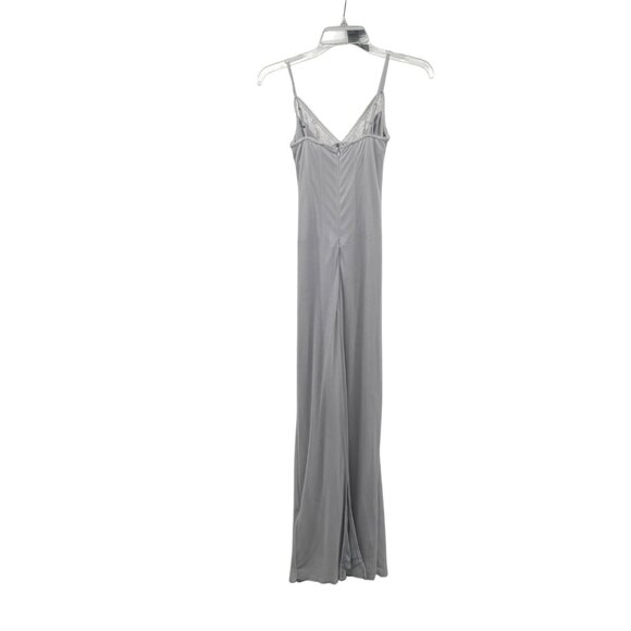 Commense Womens Maxi Slip Dress Ruched Lace Trim Gray Size Medium New - Picture 7 of 9